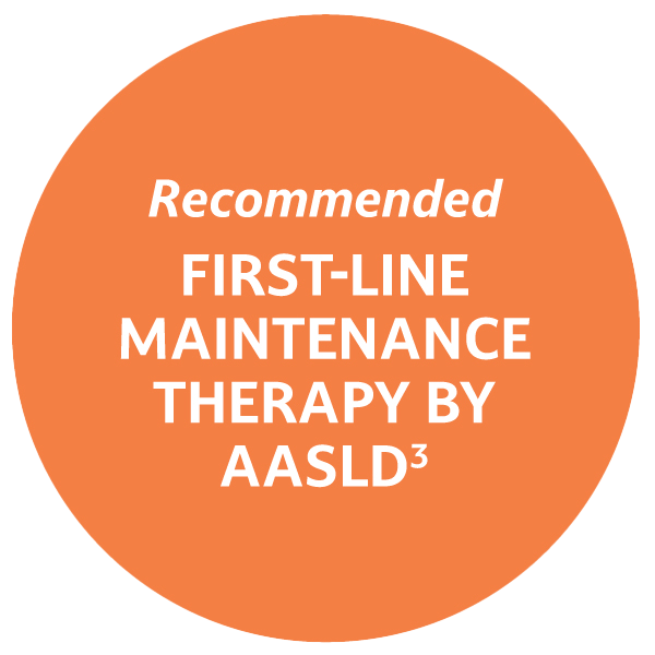 Recommended first line maintenance therapy by AASLD